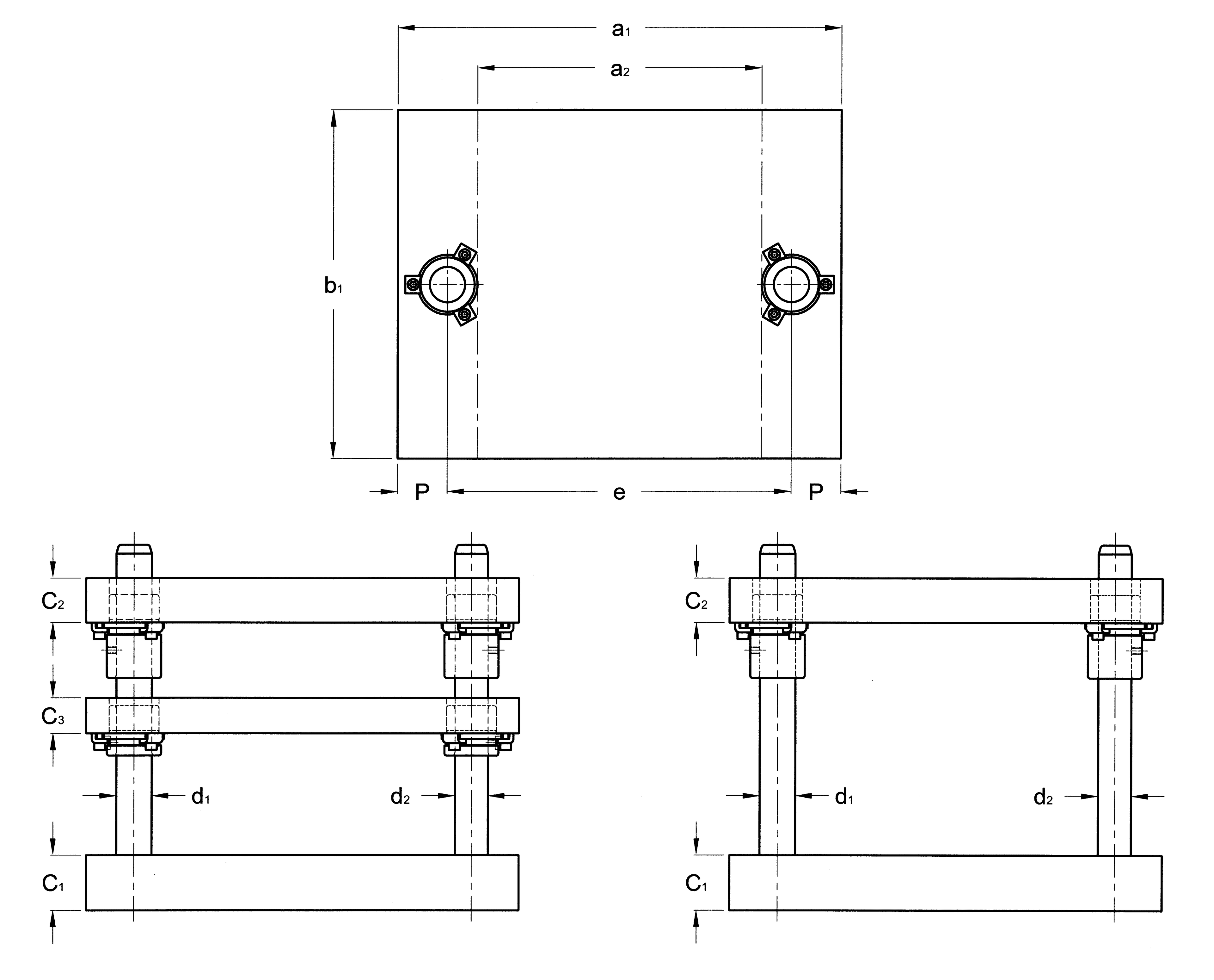 Schéma  blocs à colonnes D81 / D91, usinés, assemblés et livrés en délais court par le fabricant français AMDL